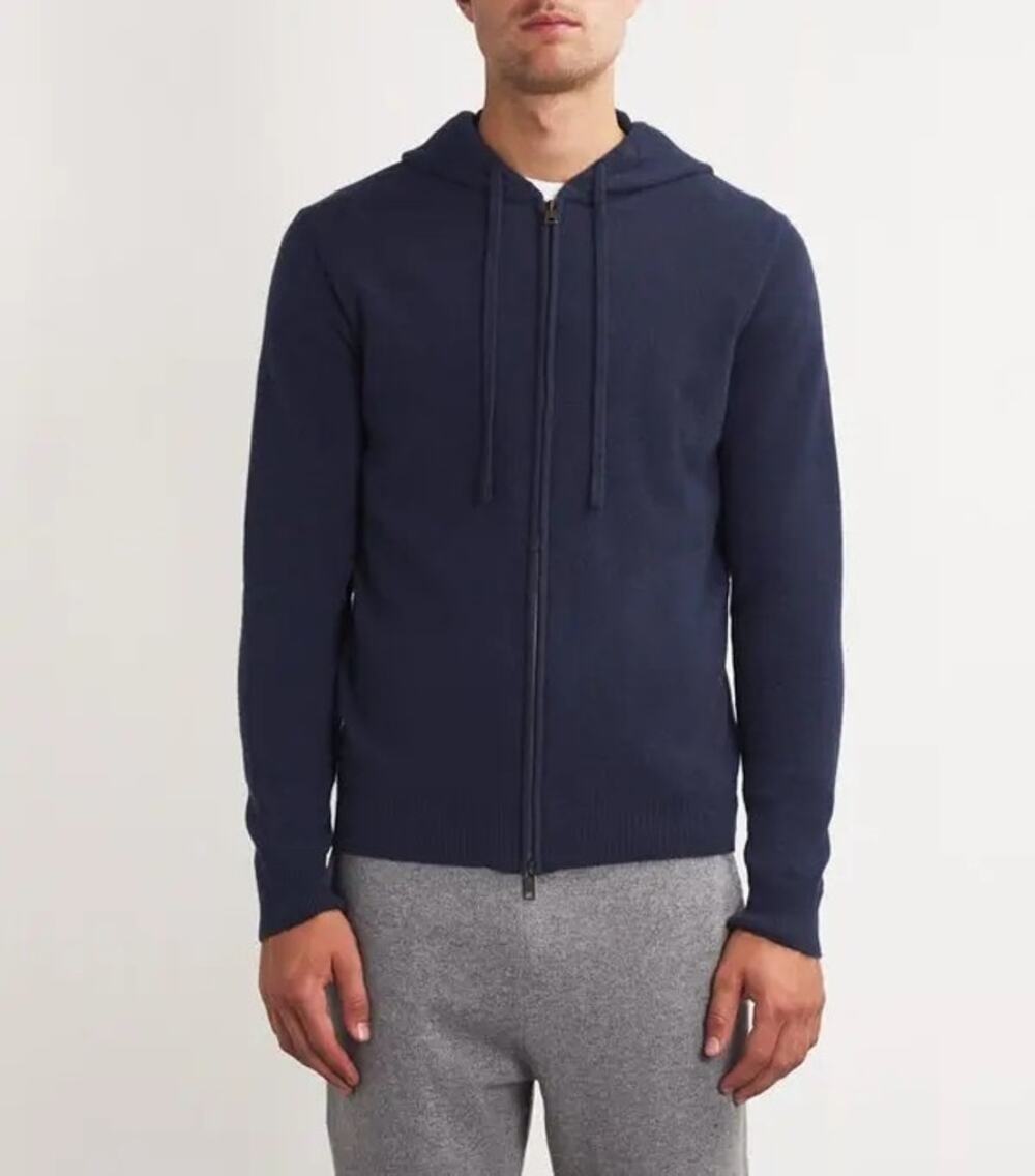 Men's DKNY Full Zip Cashmere Hooded Sweater Size L